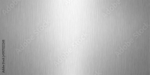 A brushed silver stainless steel plate provides a metallic textured background with a gray shiny pattern reflecting light across the aluminum surface material