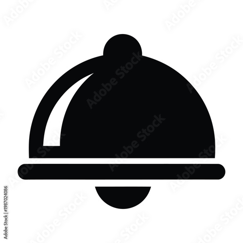 Gemini said

A vector illustration of a restaurant cloche icon on a black background featuring a chef hat and food platter symbol for a kitchen menu logo design