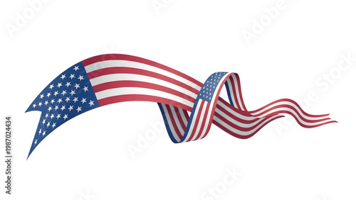 Flowing American Flag Ribbon Icon in Elegant Modern Style