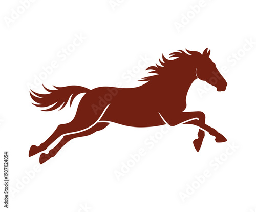 Horse silhouette galloping across white background running.