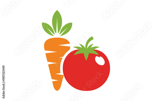 Flat Illustration of Carrot and Tomato Vegetables