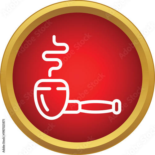 Smoking pipe in a red circle creating curly smoke against a background