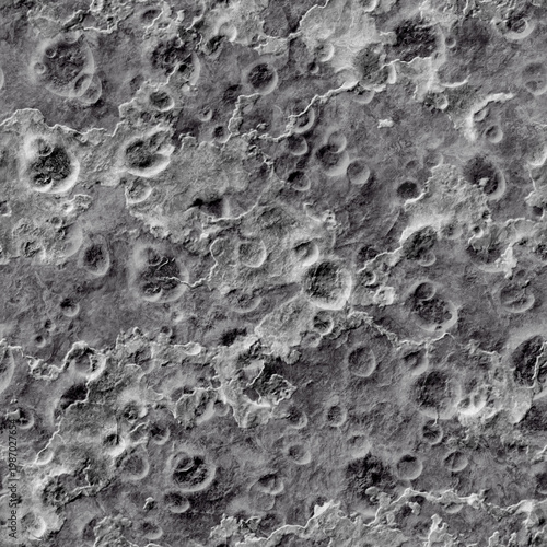 Seamless moon surface with rough landscape and meteor impacts. High resolution texture.