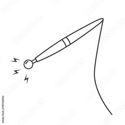 Line vector icon of electrical massager with microcurrents as a beauty procedure. Outline lifting skin care device with currents for cosmetologist