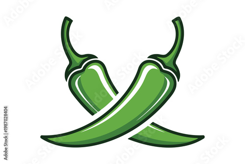 Illustration of Two Green Jalapeno Peppers