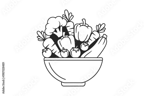 Line Art Vegetable Bowl Illustration