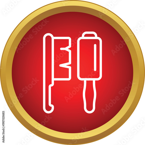 Grooming comb and sticky lint roller tools showing in an icon style