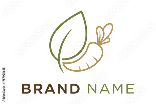 Minimalist Carrot and Leaf Logo