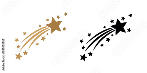Gold and black shooting stars graphic with shooting star illustration celestial astronomy background abstract beautiful vector.