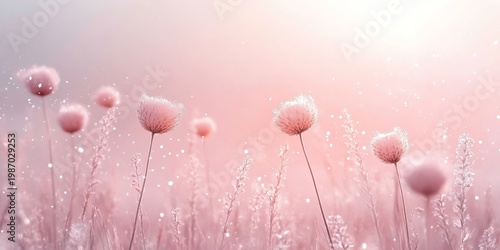 Enchanting Floral Landscape at Dusk with Pastel Wildflowers and Soft Light for Dreamy Themes