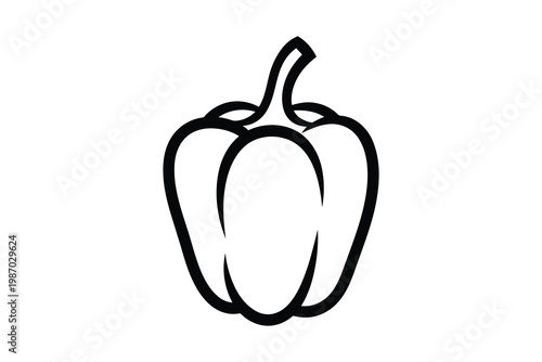 Simple Black Outline of a Bell Pepper