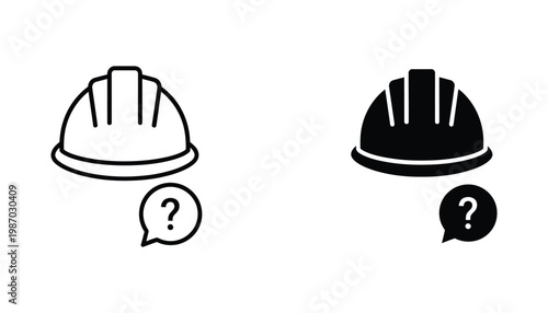 Hard Hat Question Mark Workplace Safety Icon Industrial Query Help
