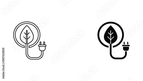 Energy Leaf Plug Renewable Power Source Icon