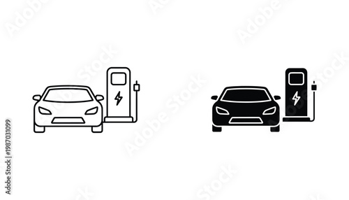 Electric Car Charging Station Icon Electric Vehicle Power