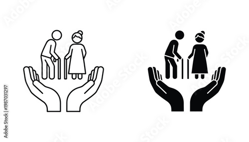Elderly Care Protection Hands Icon Healthcare Insurance Support