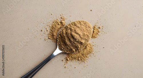 Spoonful of Ground Ginger Spice, Culinary Ingredient, Warm Flavor, Aromatic Powder