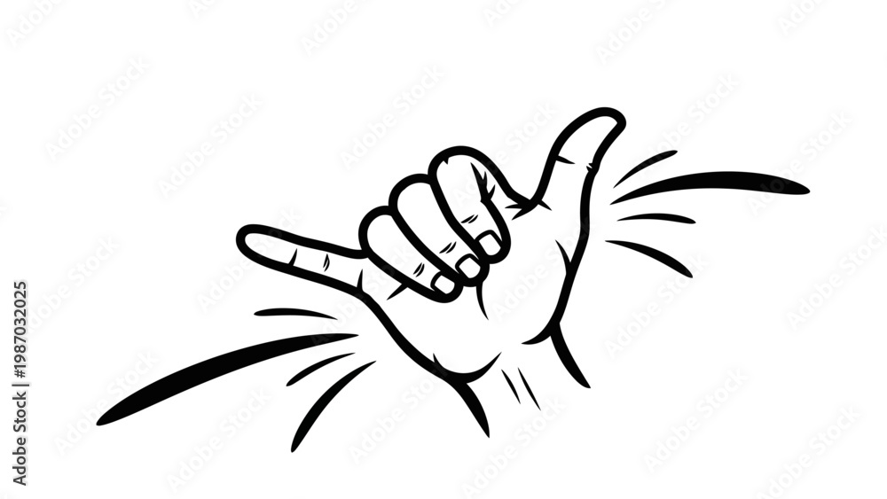Fototapeta premium Shaka Hand Gesture, Hang Loose Sign, Surfing Symbol, Aloha Spirit, Vector Illustration