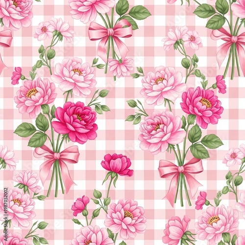 Seamless pink floral pattern with flowers in vintage spring style botanical vector wallpaper design
