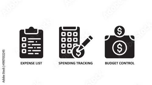 Financial Management Icons for Budget Planning Expense Tracking and Money Management