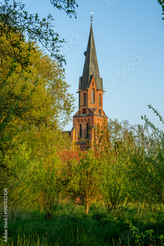 Fotografía spring trees in front of the church St