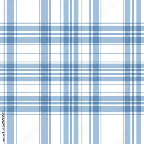 Seamless blue and white plaid checkered fabric texture pattern