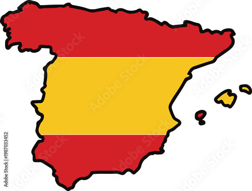 Spain flag and map vector isolated on white background