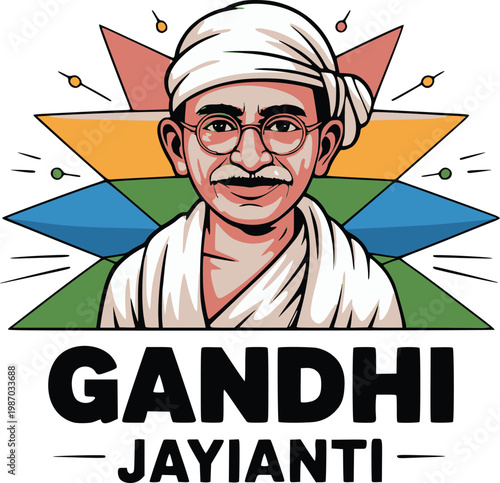 Gandhi Jayanti Celebration with Mahatma Gandhi Portrait
