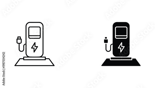 Electric Vehicle Charging Station Icon Symbol Energy Power