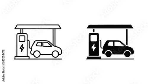 Electric Vehicle Charging Station Modern Eco Transport Icon