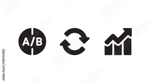 A B Testing Icons Split Test Circular Arrows Growth Chart Business Analytics Optimization Symbols