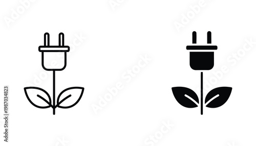 Energy Plug Plant Growing Eco Icon Sustainable Power Future