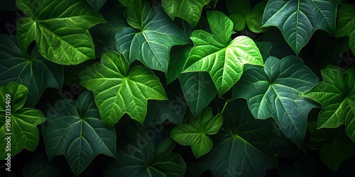Lush Green Ivy Leaves Creating a Vibrant Botanical Background for Springtime Nature Designs