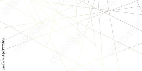 Creative geometric shape with white luxury pattern golden chaotic lines abstract triangles and metal grid isolated on white background