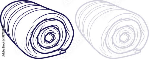 Fabric Roll Outline Icon for Textile Industry Isolated on White Background