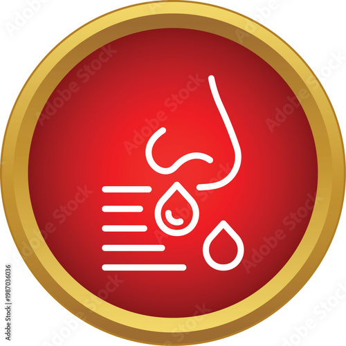 Nose bleeding in red circle representing a medical health emergency condition