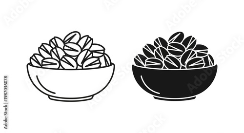 Bowl of pistachios vector icons