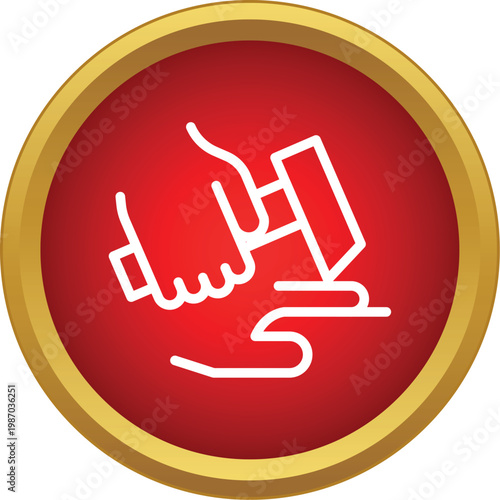 Hand holding a gavel hitting a block, signifying judicial processes or auction closing