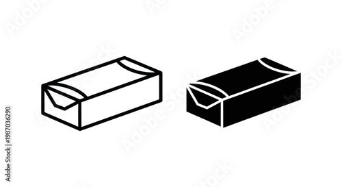 Two rectangular boxes, one outlined and one solid black