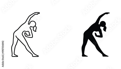 Woman Stretching Exercise Icon Fitness Wellness Illustration