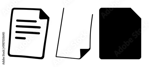 Patent document icon set with solid black silhouette on white background featuring patent document, icon, illustration with vector and design