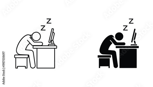 Worker Sleeping Desk Overworked Fatigue Concept