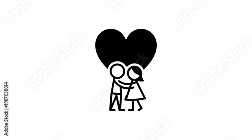 Couple Embracing with a Heart Symbol