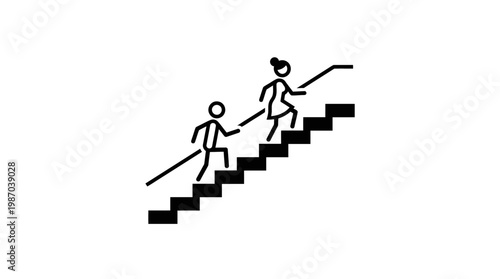 People Climbing Stairs Together Symbolizing Support And Success