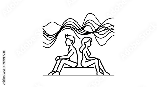 Couple Facing Away with Waves Above