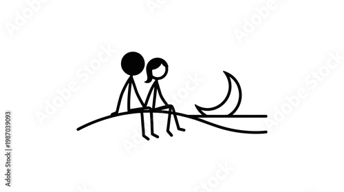 Couple Watching the Crescent Moon