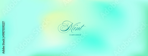 Mint gradient abstract in green and blue nature tones with elegant label. Calm cyan gradation and vibrant aqua spring glow for cosmetic label. Soft vector background with fresh summer calm color.