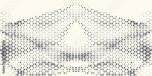 Triangle Shapes Vector Abstract Geometric Technology Background. Radial Composition Halftone Frame Triangular Retro Simple Pattern. Minimal Style Dynamic Tech Wallpaper