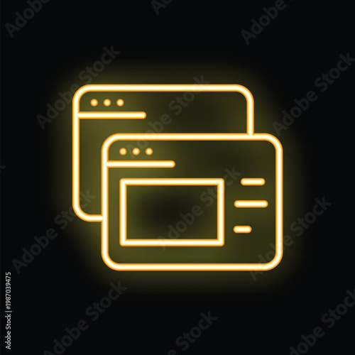 Neon yellow webpage tab representing internet browsing on black background