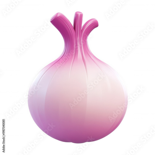 Stylized red onion 3d with glossy texture, fresh vegetable icon for cooking and diet concepts