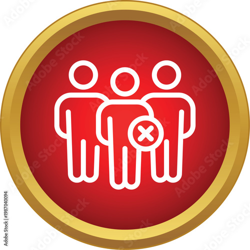 Outline icon representing removing a user from a group in a red circle